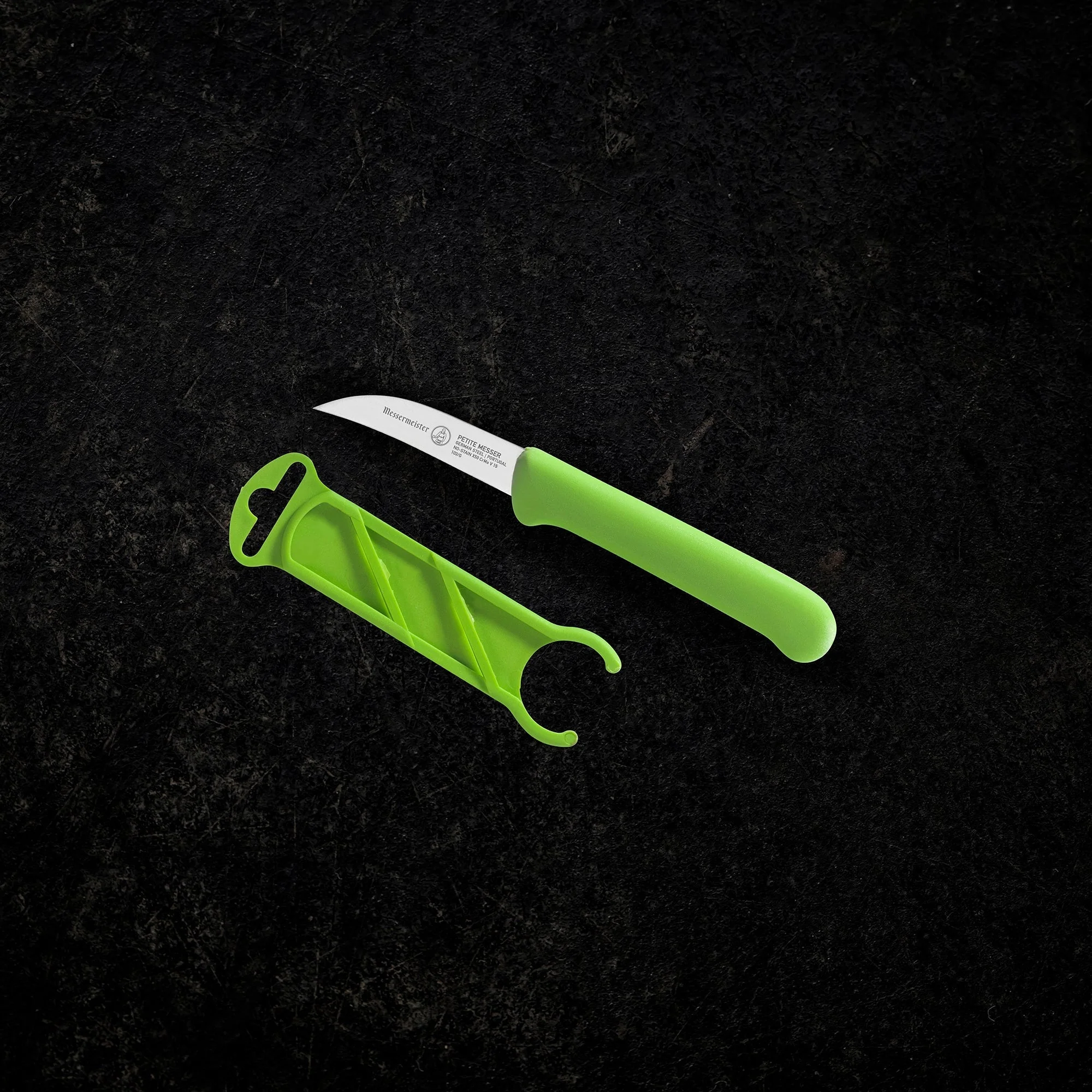 MESSERMEISTER serie PETITE schilmes RVS 6cm vogelsnavel lemmet groen kunststof heft
