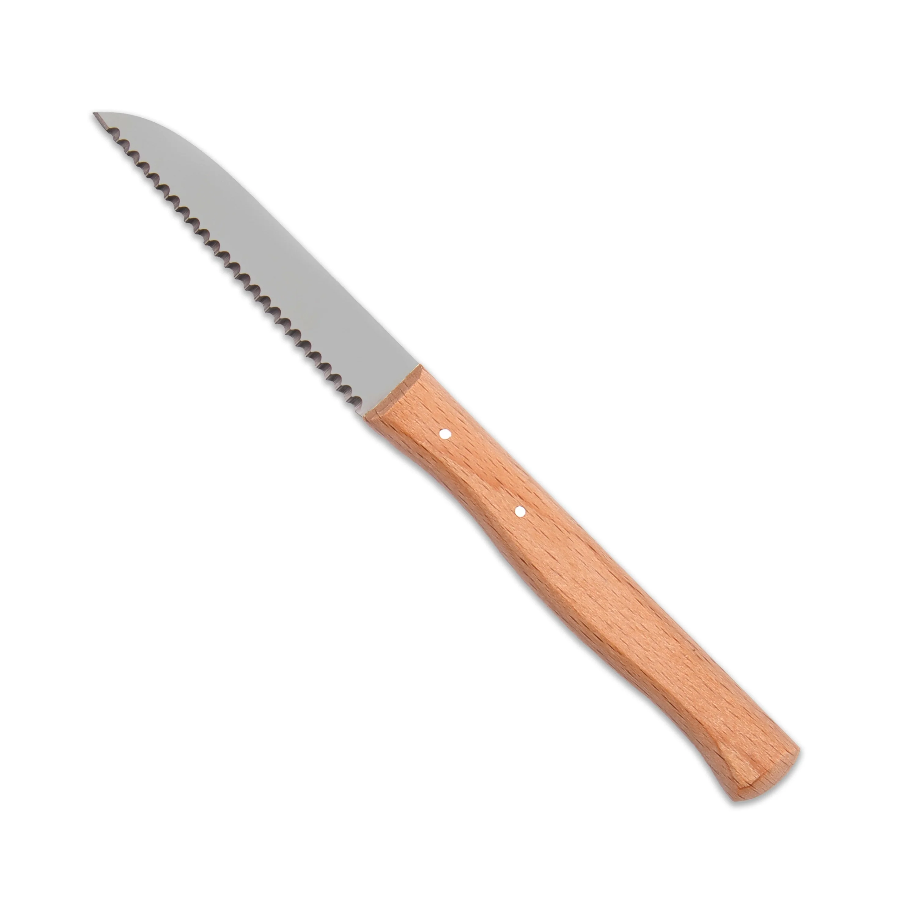 W-SELECTED® Tomaten- fruitmes RVS 8cm gekarteld lemmet met FSC beukenhout heft