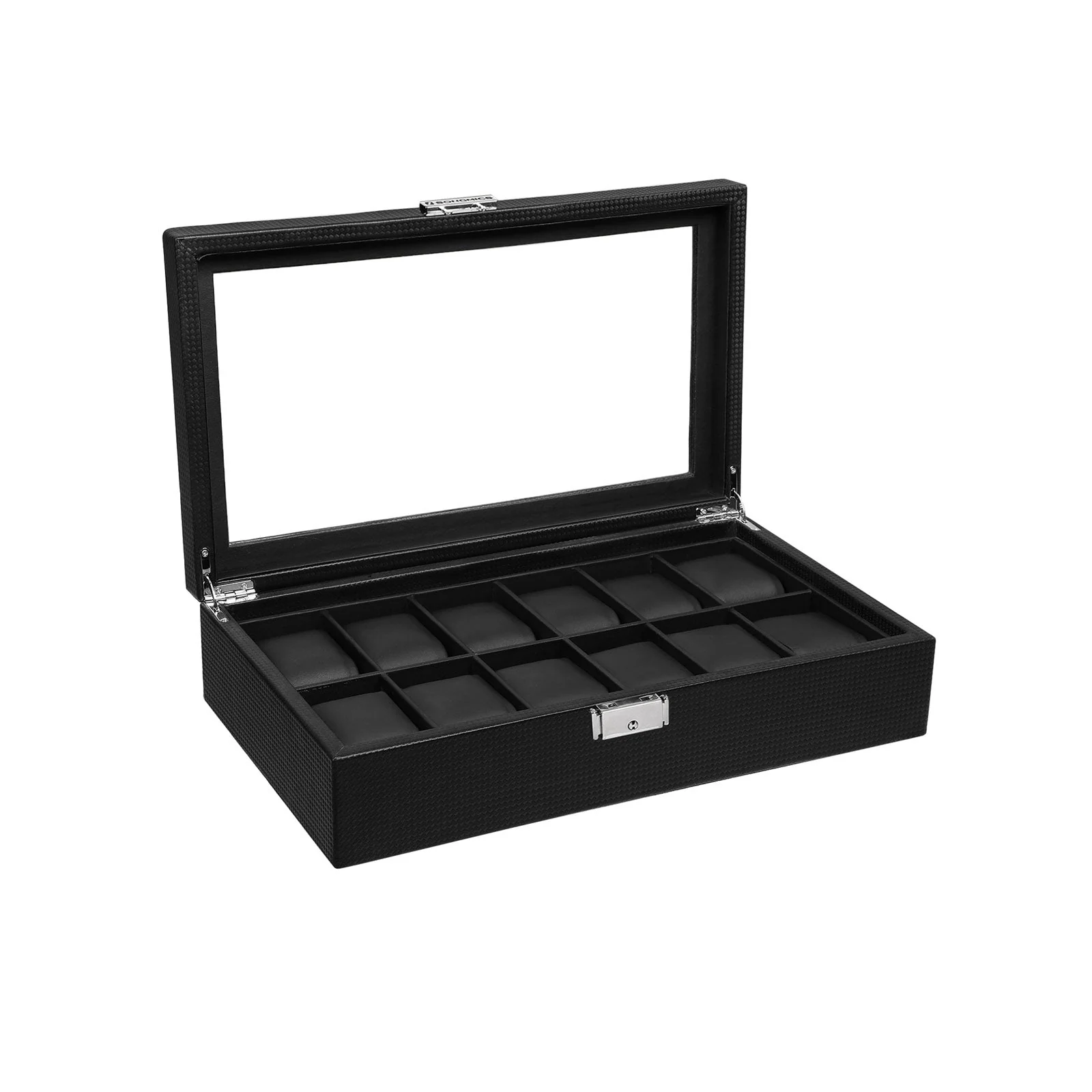 Horlogebox – Grote horlogedoos met glazen deksel – Zwart