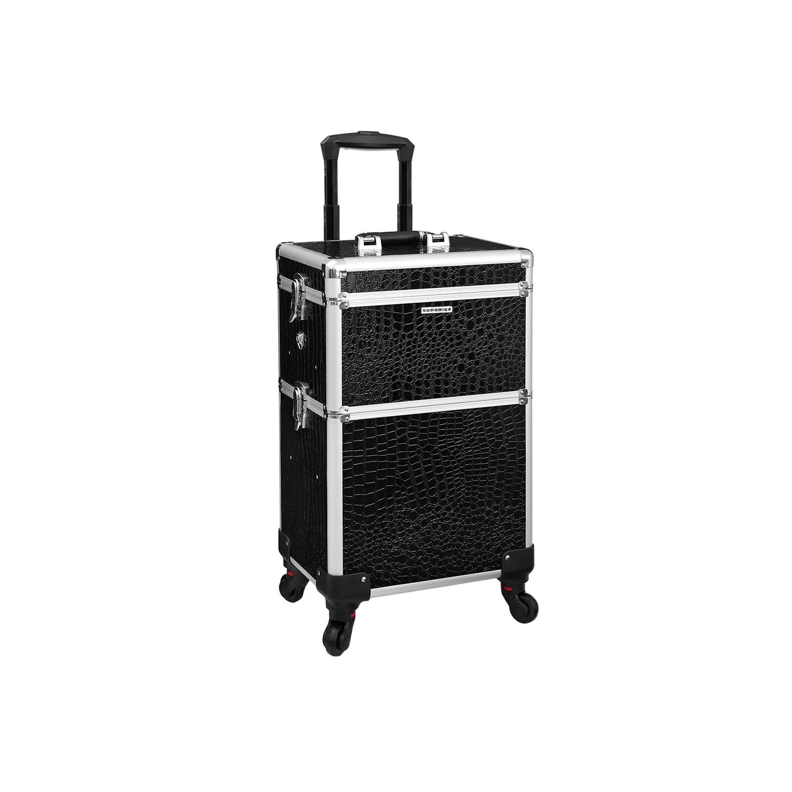Cosmetische trolley – 2-in-1 – zwart krokodilpatroon