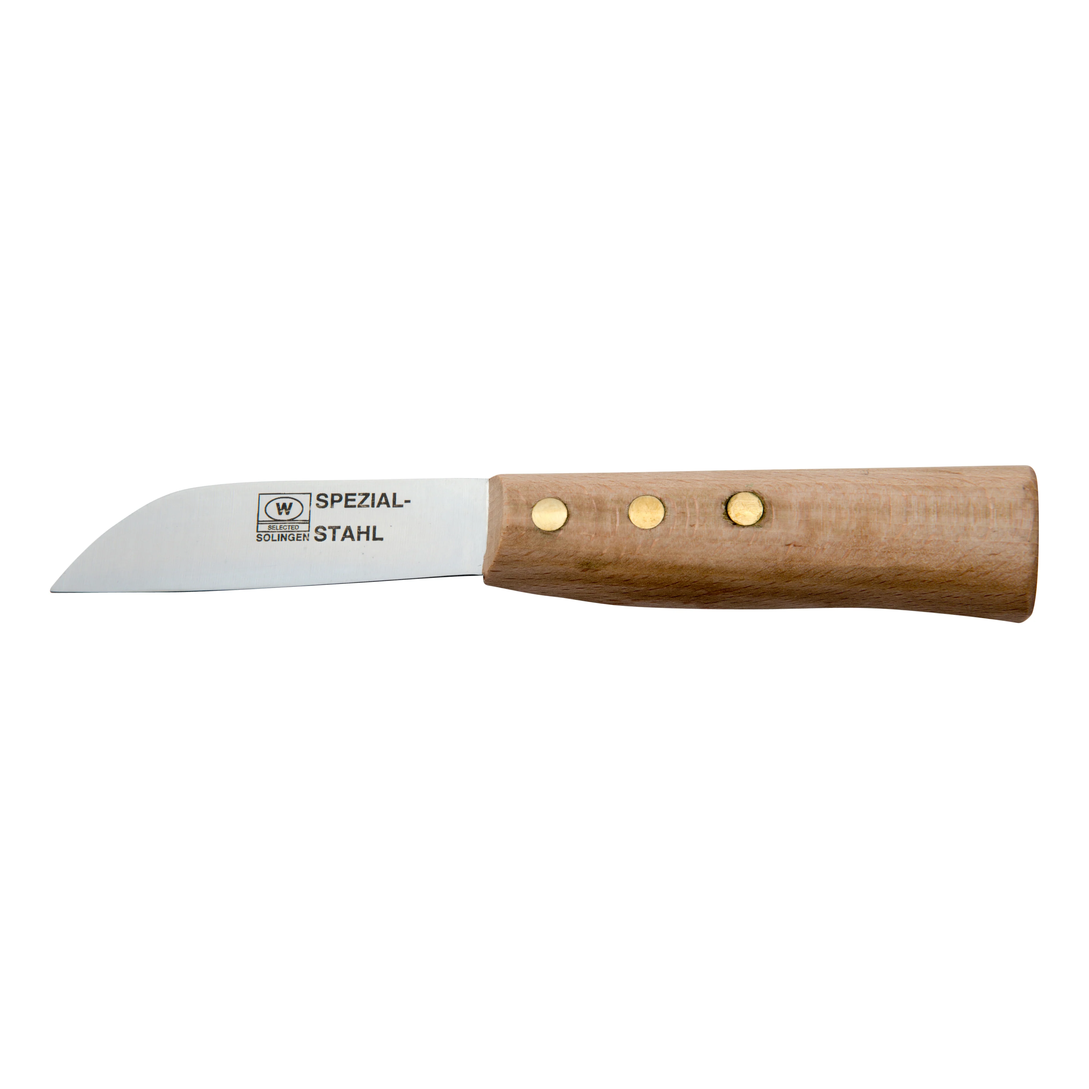 W-SELECTED® Groentemes Carbonstalen lemmet 8,5cm roodbeuk houten heft grote nagels