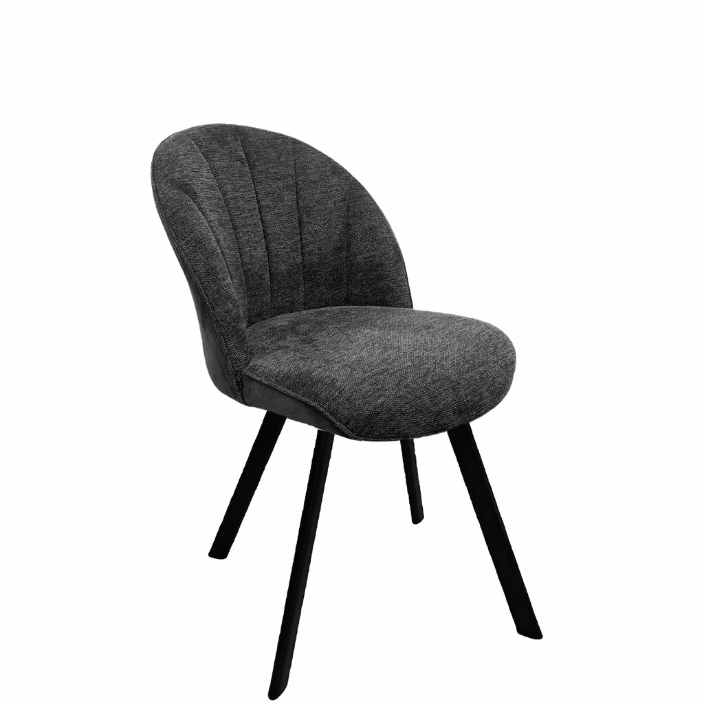 Brezo 1S, Stoel, onderstel zwart mat, stijf, ovaal, bekleding donkergrijs