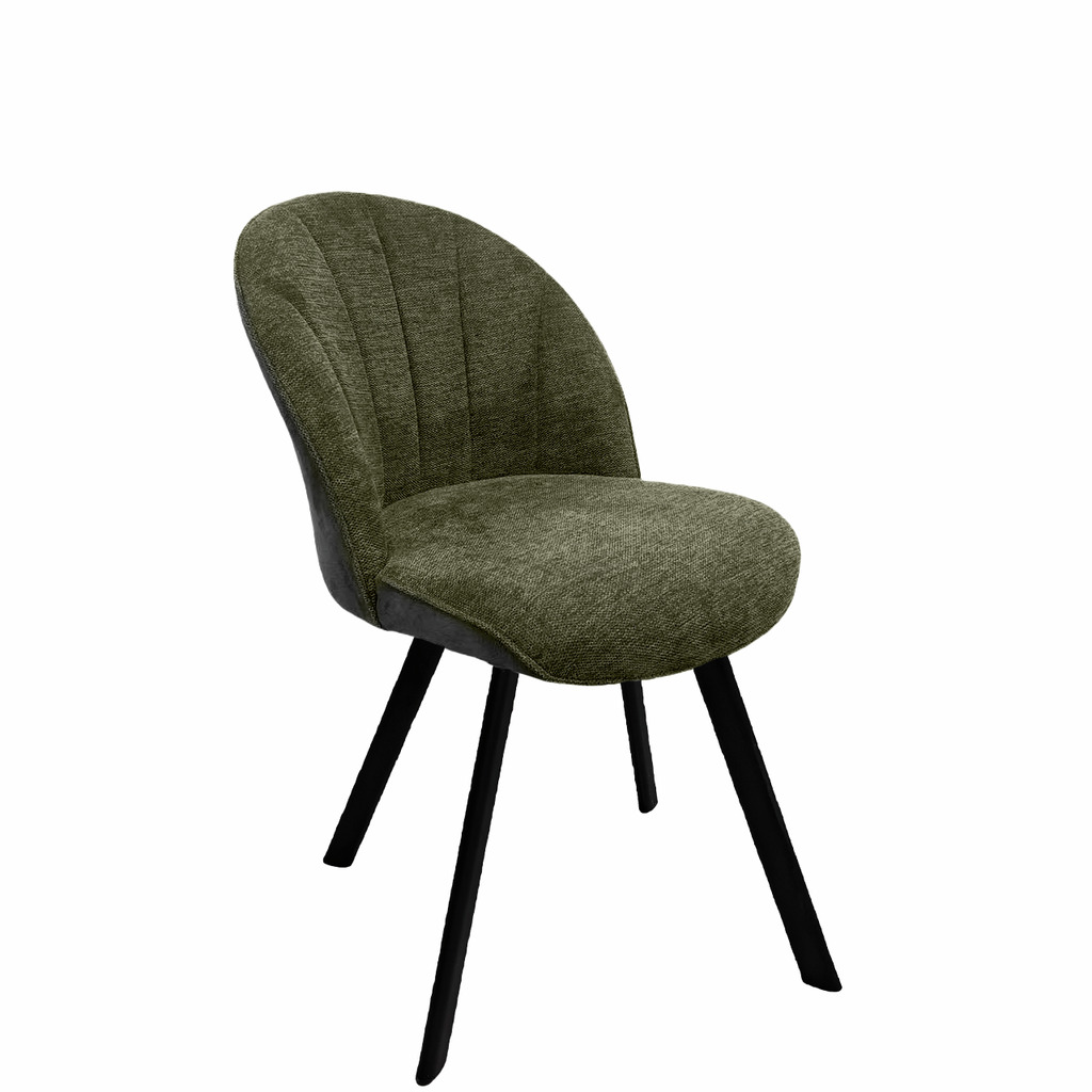 Brezo 1S, Stoel, onderstel zwart mat, stijf, ovaal, bekleding groen