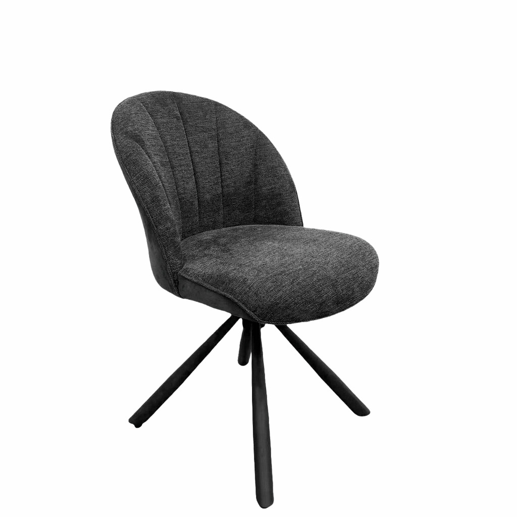 Brezo 1S, Stoel, onderstel zwart mat, draaibaar, rond, bekleding donkergrijs