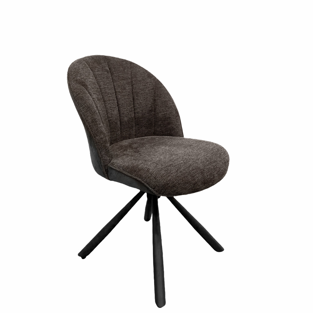 Brezo 1S, Stoel, onderstel zwart mat, draaibaar, rond, bekleding bruin