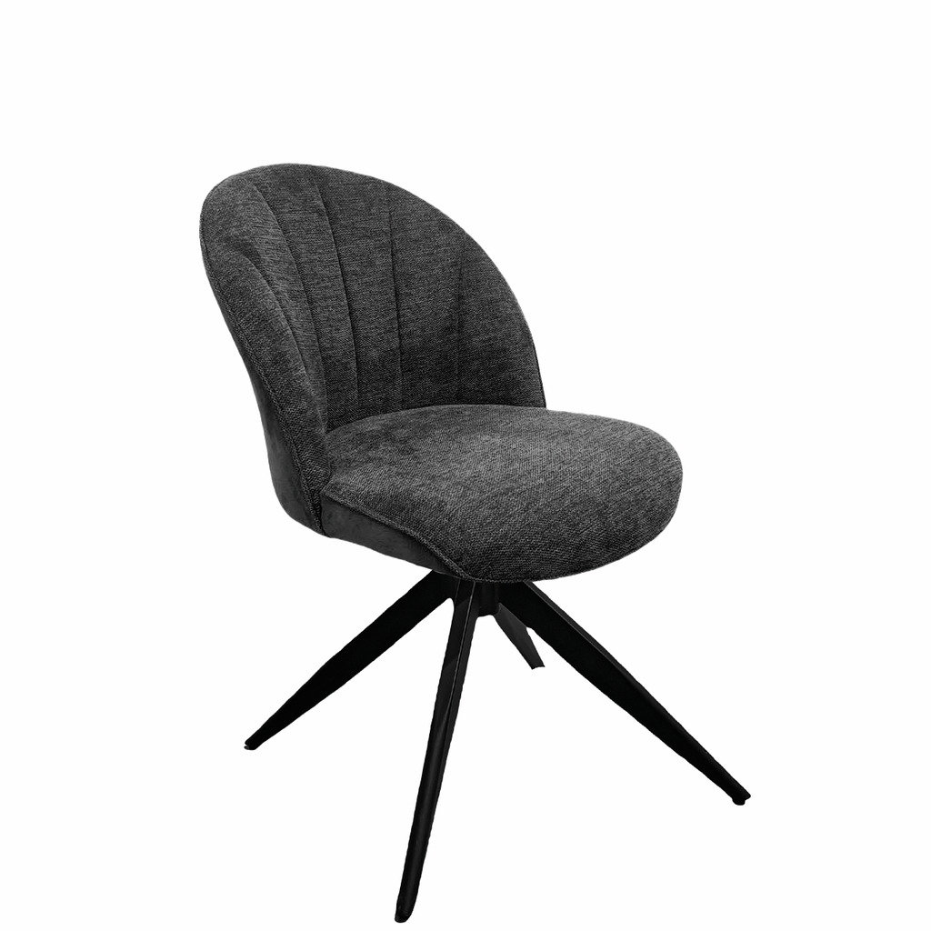 Brezo 1S, Stoel, onderstel zwart mat, draaibaar, hoekig, bekleding donkergrijs