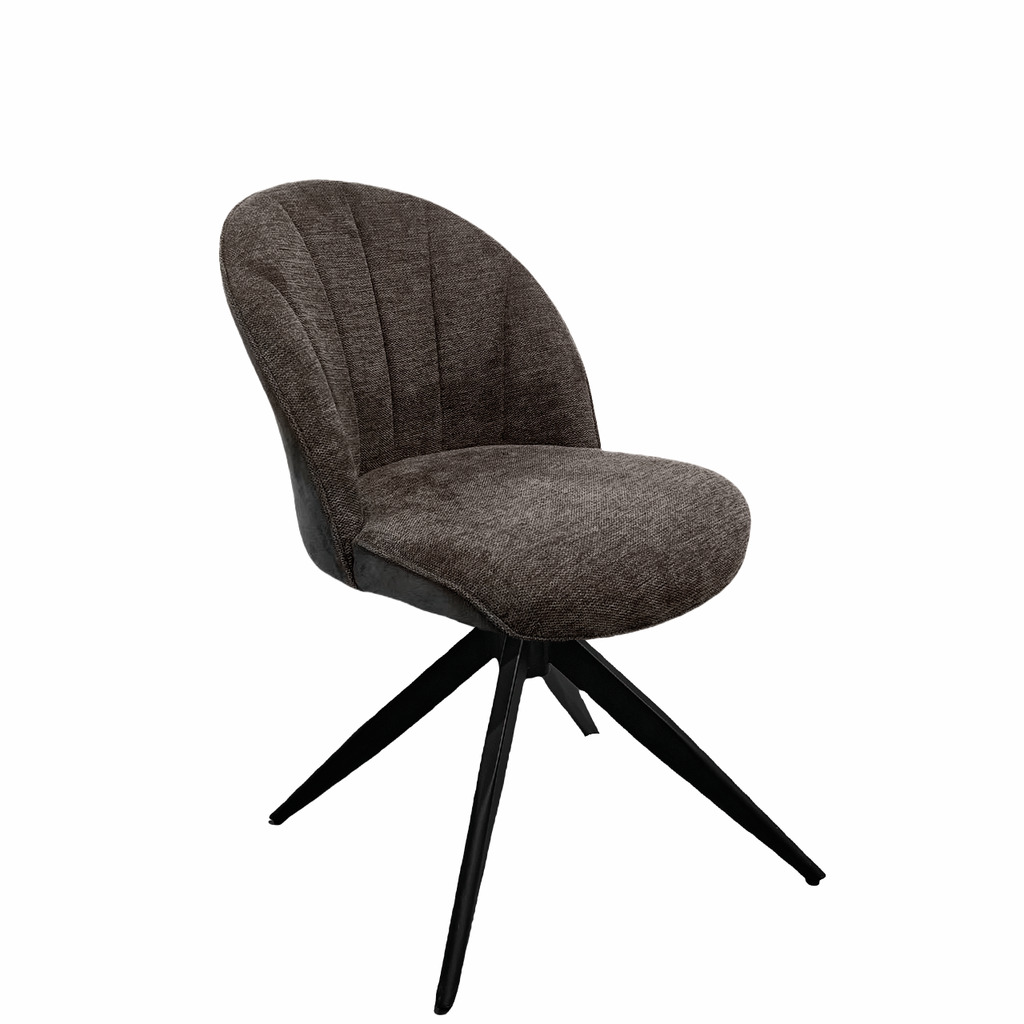Brezo 1S, Stoel, onderstel zwart mat, draaibaar, hoekig, bekleding bruin