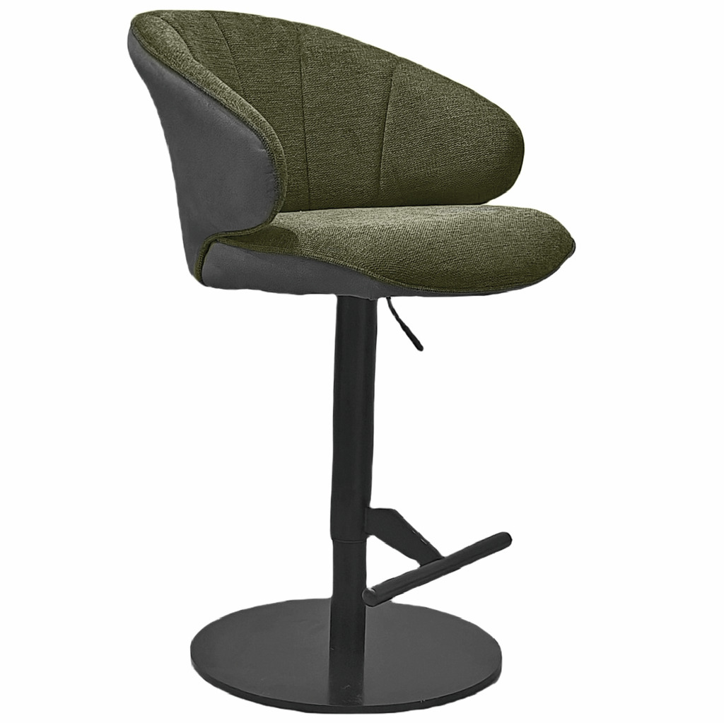 Brezo AS, Barkruk, onderstel zwart mat, rond, bekleding groen