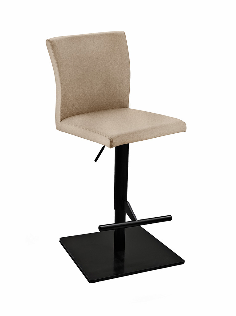 Buono KM, Barkruk, onderstel zwart mat, hoekig, bekleding licht kaki