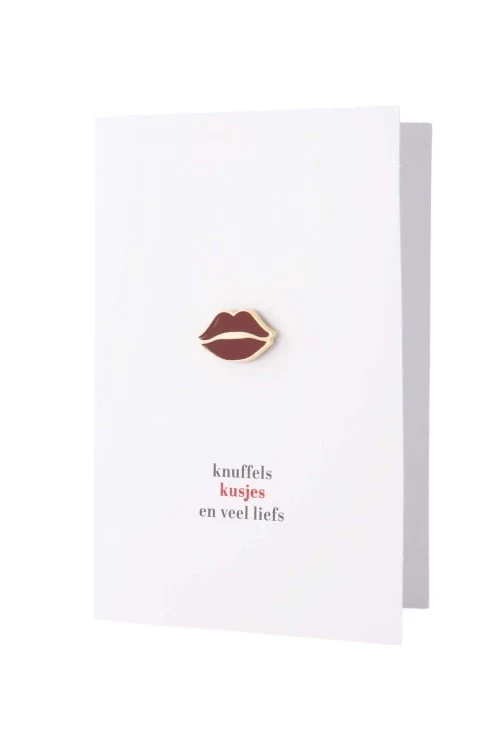 Zusss | Wenskaart magneet kusje wit/rood