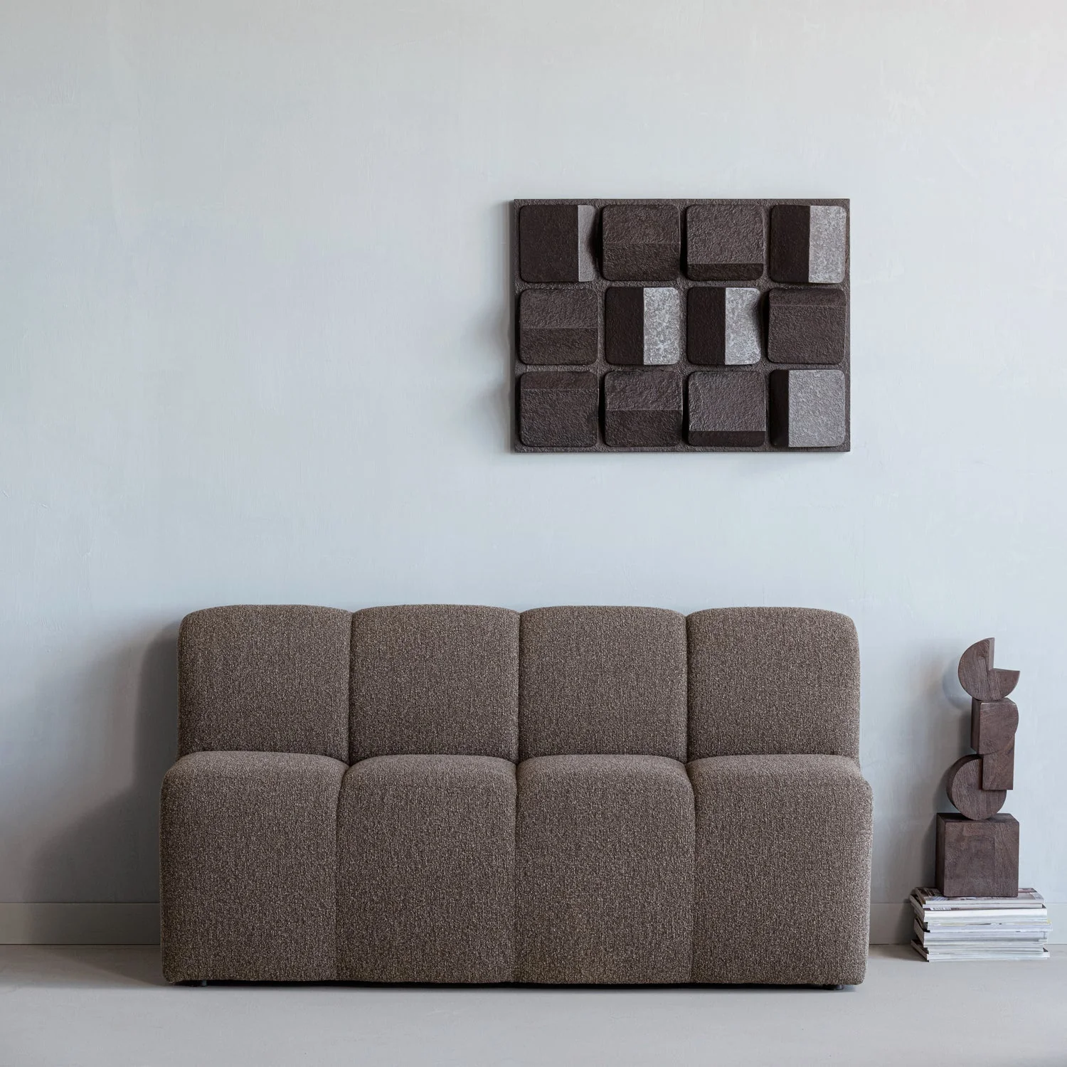 Woood Mojo Eetbank met rugleuning 164cm Boucle bruin melange