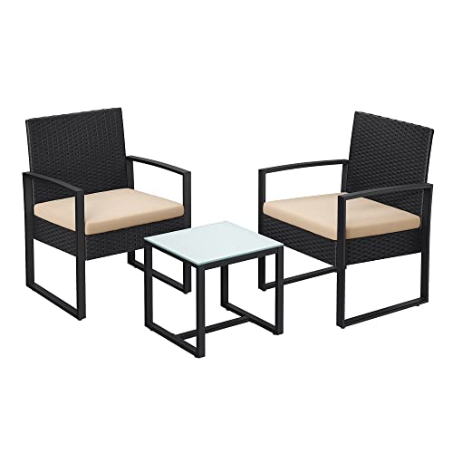 Tuinmeubelset – Ergonomisch ontwerp – Rotan-look – Zwart