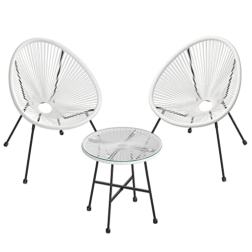 Tuinmeubelset – Ergonomisch design – 2 stoelen en tafel – Wit