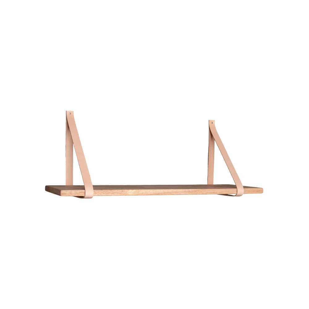 House Nordic | Houten wandschap met leren houders 80cm