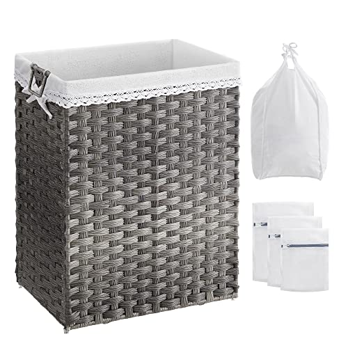 Wasmand – 90 liter – Uitneembare binnenzak – Grijs