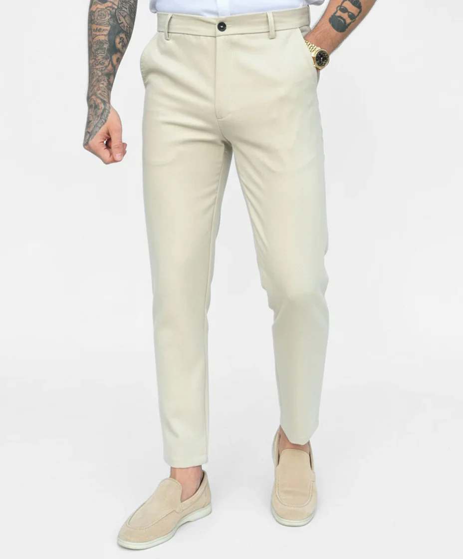Pantalon chic straight fit beige