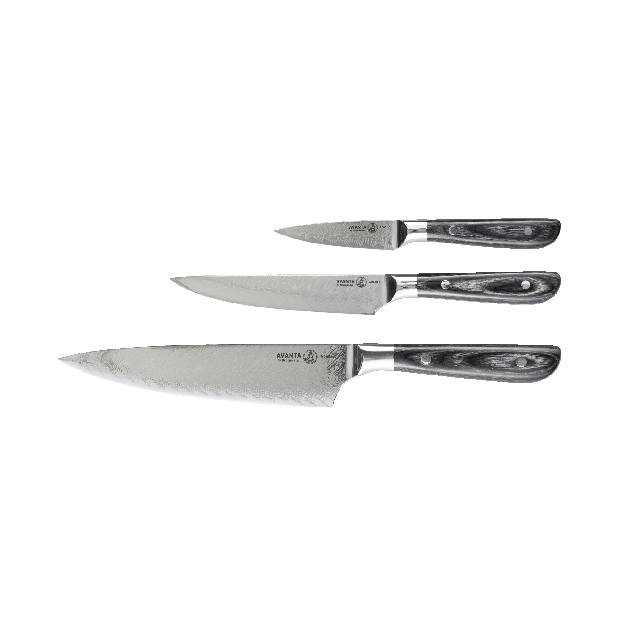 MESSERMEISTER serie AVANTA DAMASCUS 3 – delige koks-messenset