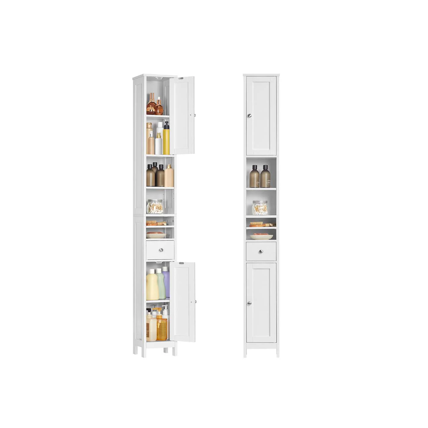 Badkamerkast – verstelbare planken – open – Cloud White