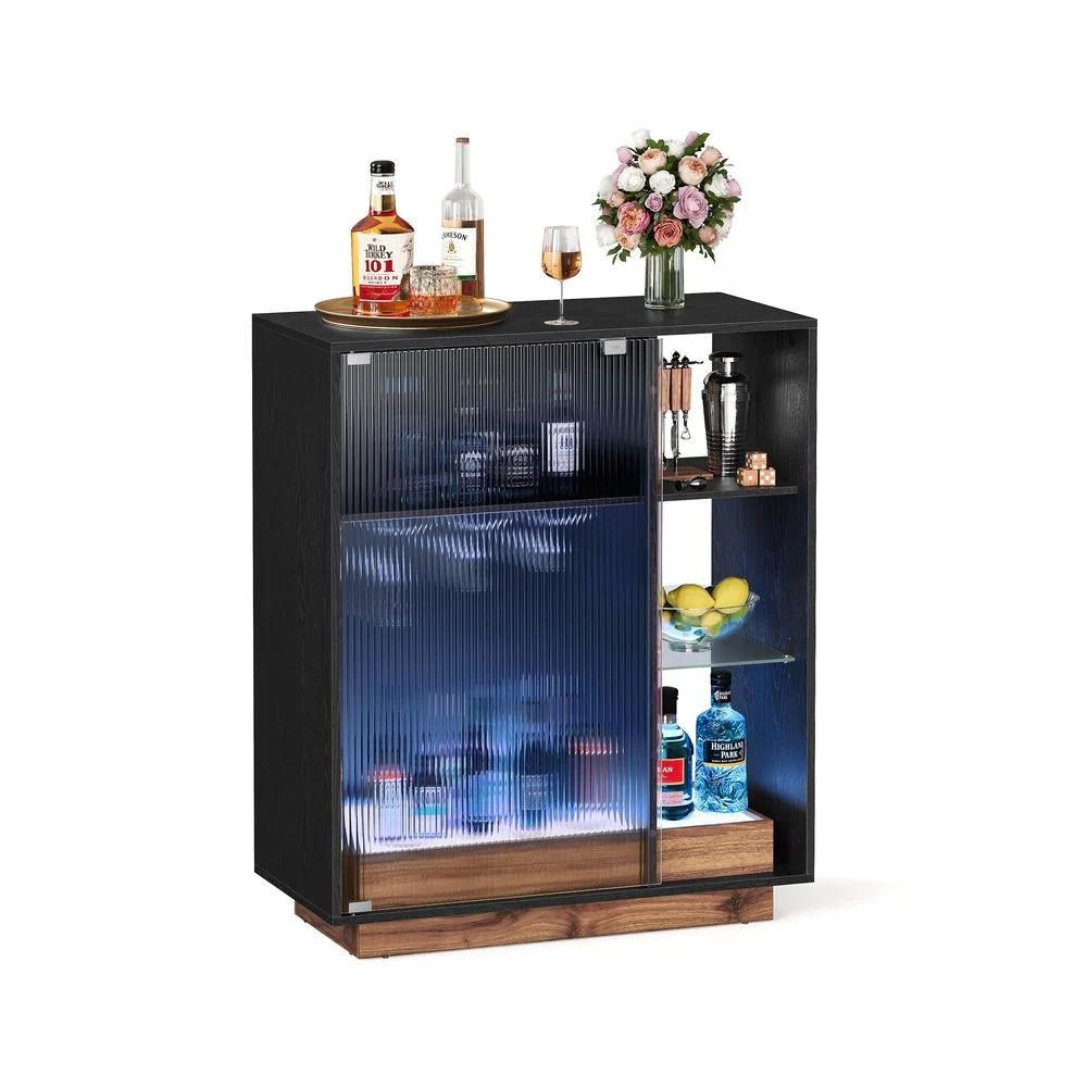 Drankkast met verlichting – 25 kleuren – 6 helderheidsniveau’s – Magnetische sluiting – Verstelbare glazenplank