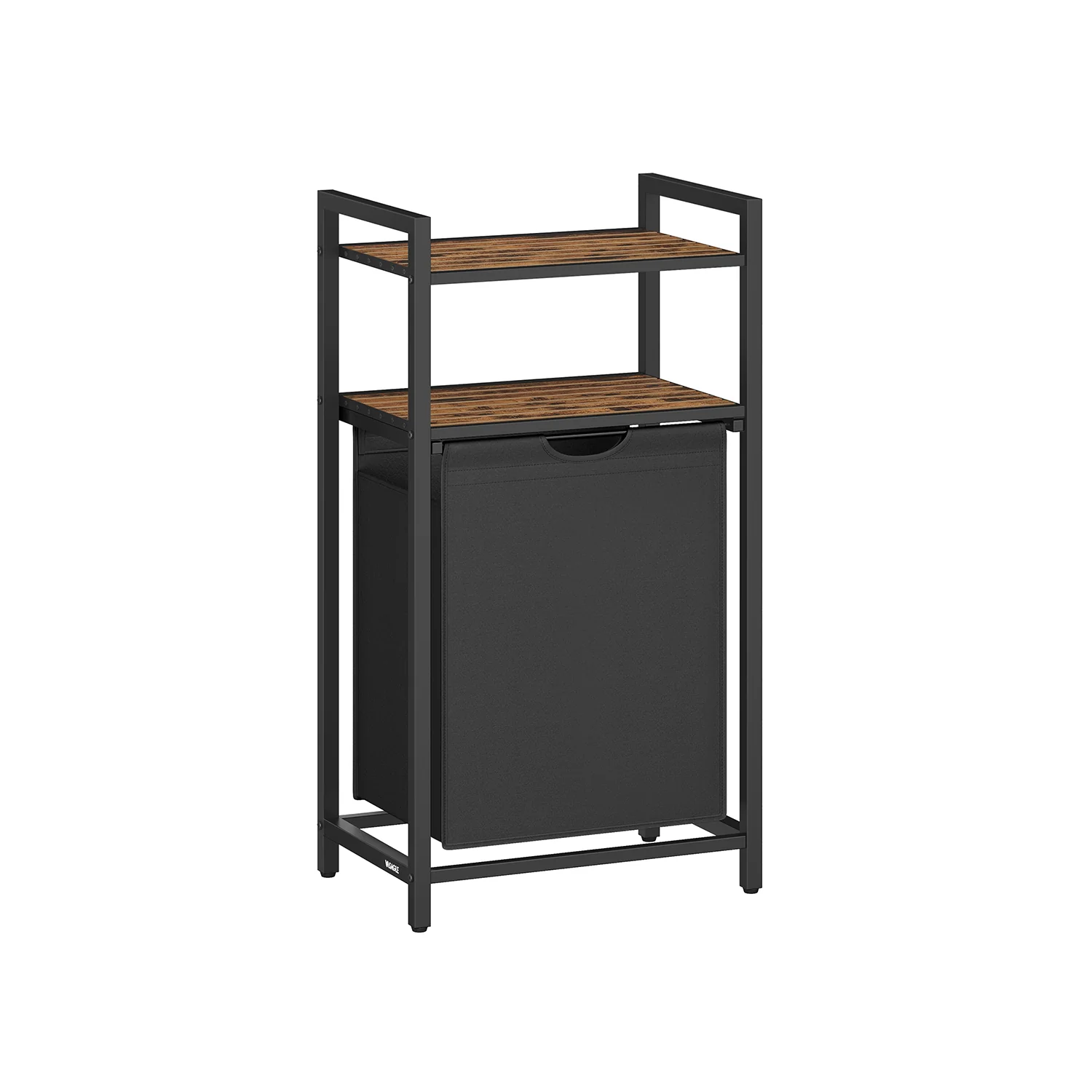 Wasmand met 2 planken – 65 liter – Uitneembare waszak – Vintage bruin-zwart