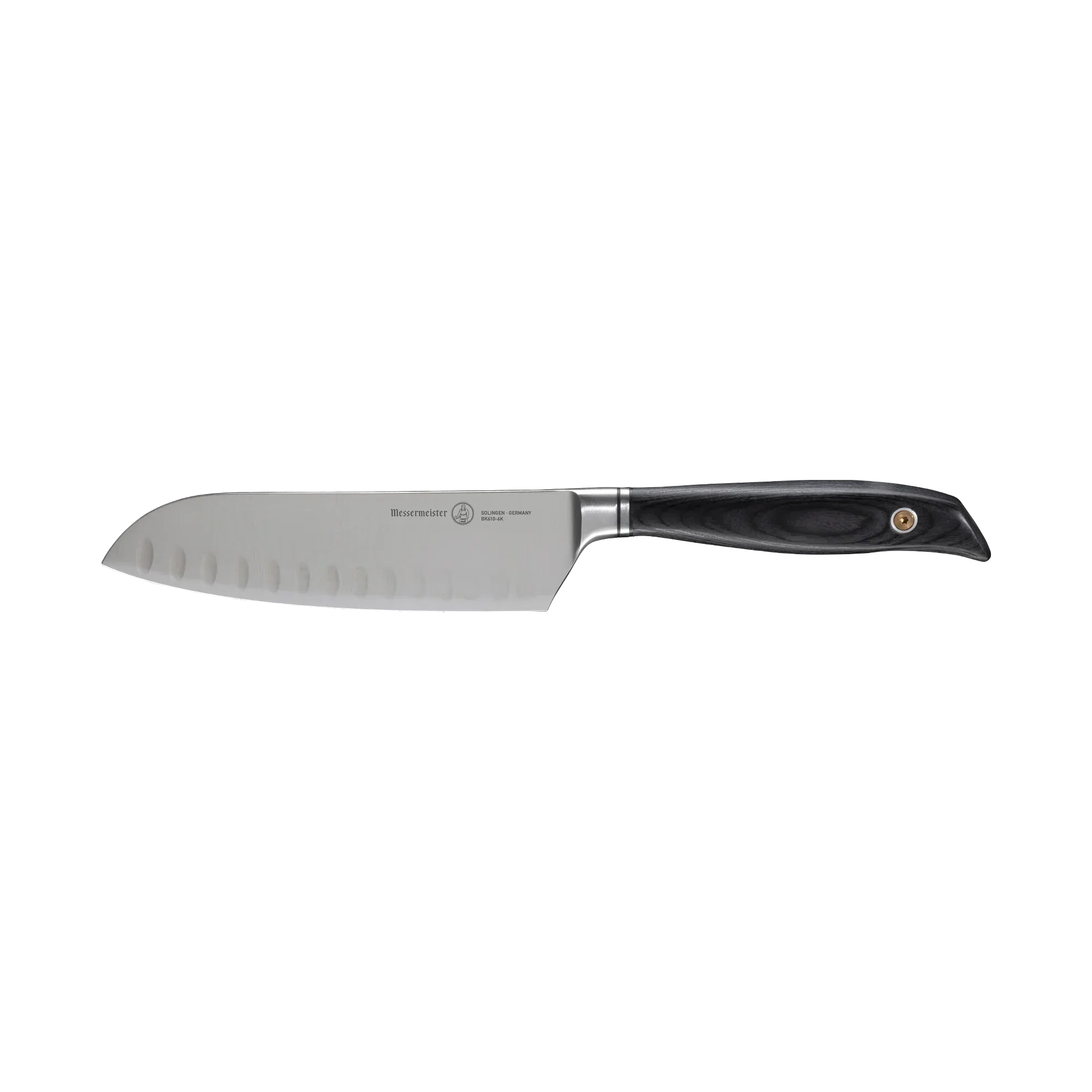 MESSERMEISTER serie BLACKSMITH  16,5CM  SANTOKU koksmes met Ebbenhouten heft
