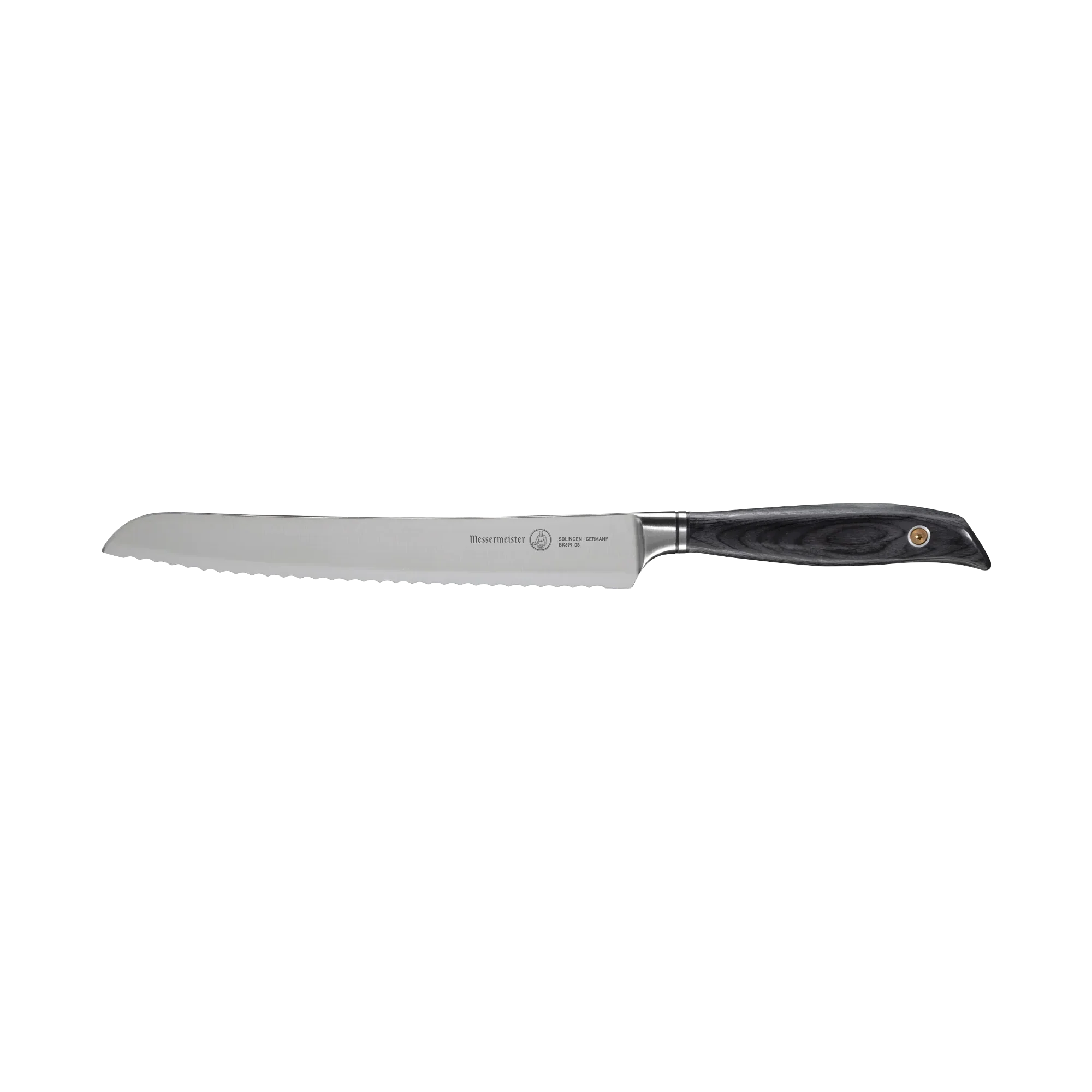 MESSERMEISTER collectie BLACKSMITH 21,5cm broodmes met zwart ebbenhouten heft