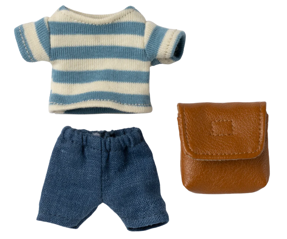 Maileg – Kleding set met rugtas – Bruin – Grote broer muis.