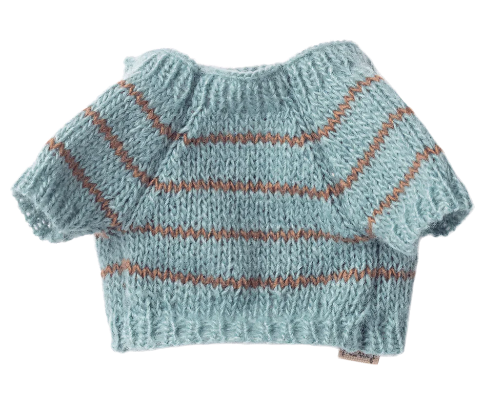 Maileg – Gebreide trui puppy – Dusty Blue.