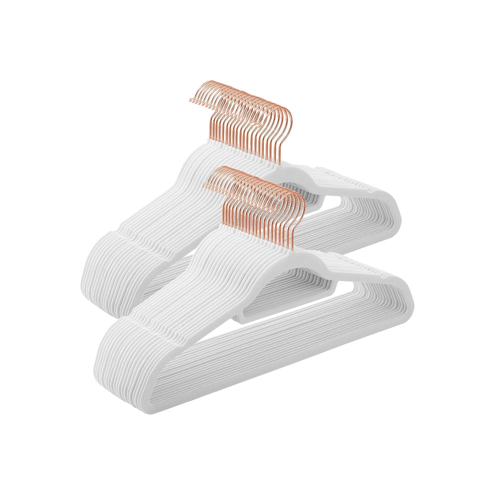 Fluwelen kleerhangers – Antislip – Set van 50 – Wit