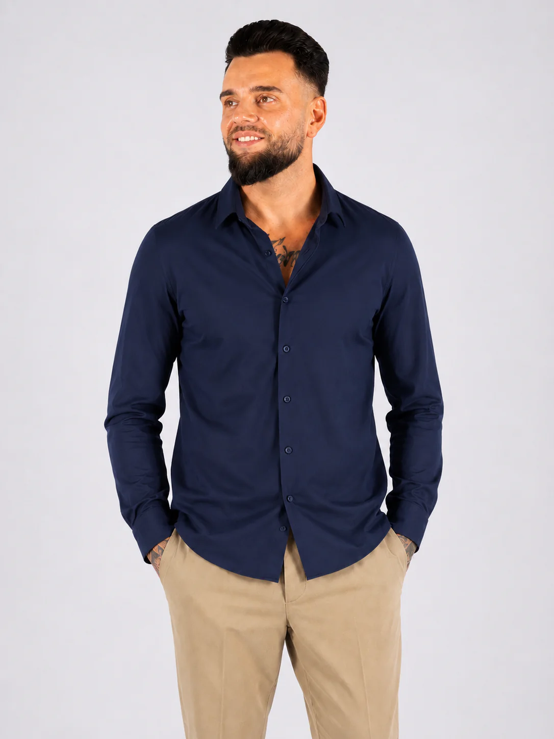 Overhemd Frankie slim fit donker blauw