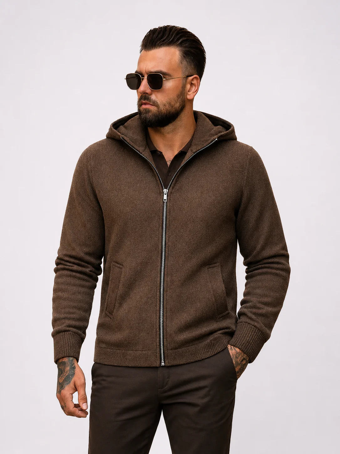 Zip Hoodie Brown