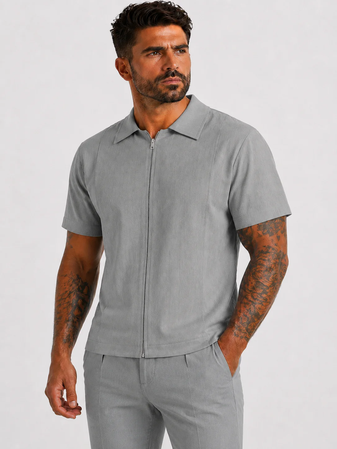 Shirt Palermo zipper grey Shirt Palermo zipper grey