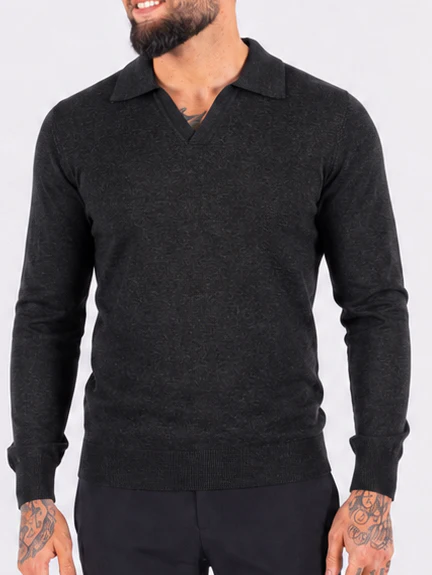 Polo Knitwear Long Sleeve Dark Grey - Afbeelding 3