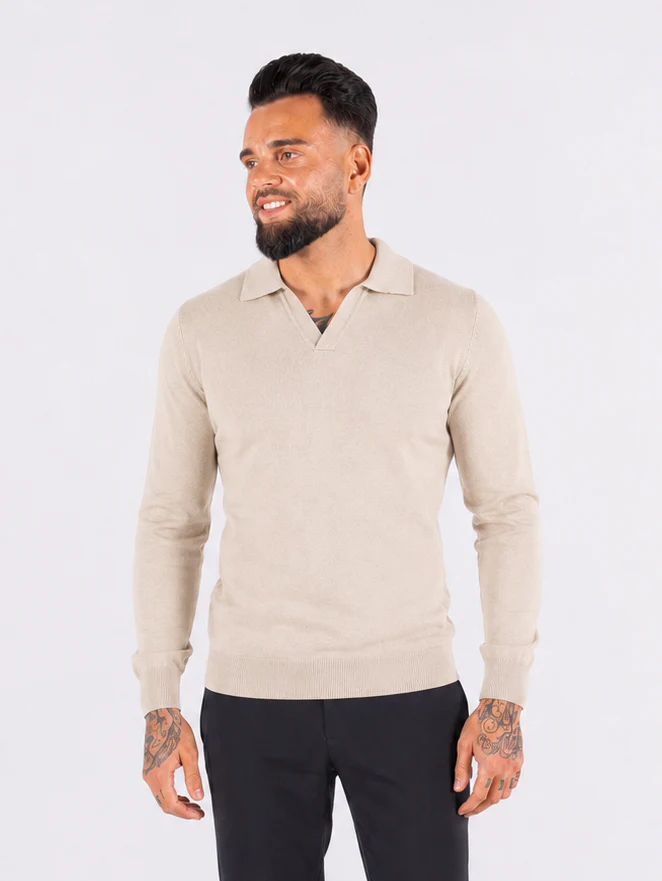Polo Knitwear Long Sleeve Beige Polo Knitwear Long Sleeve Beige