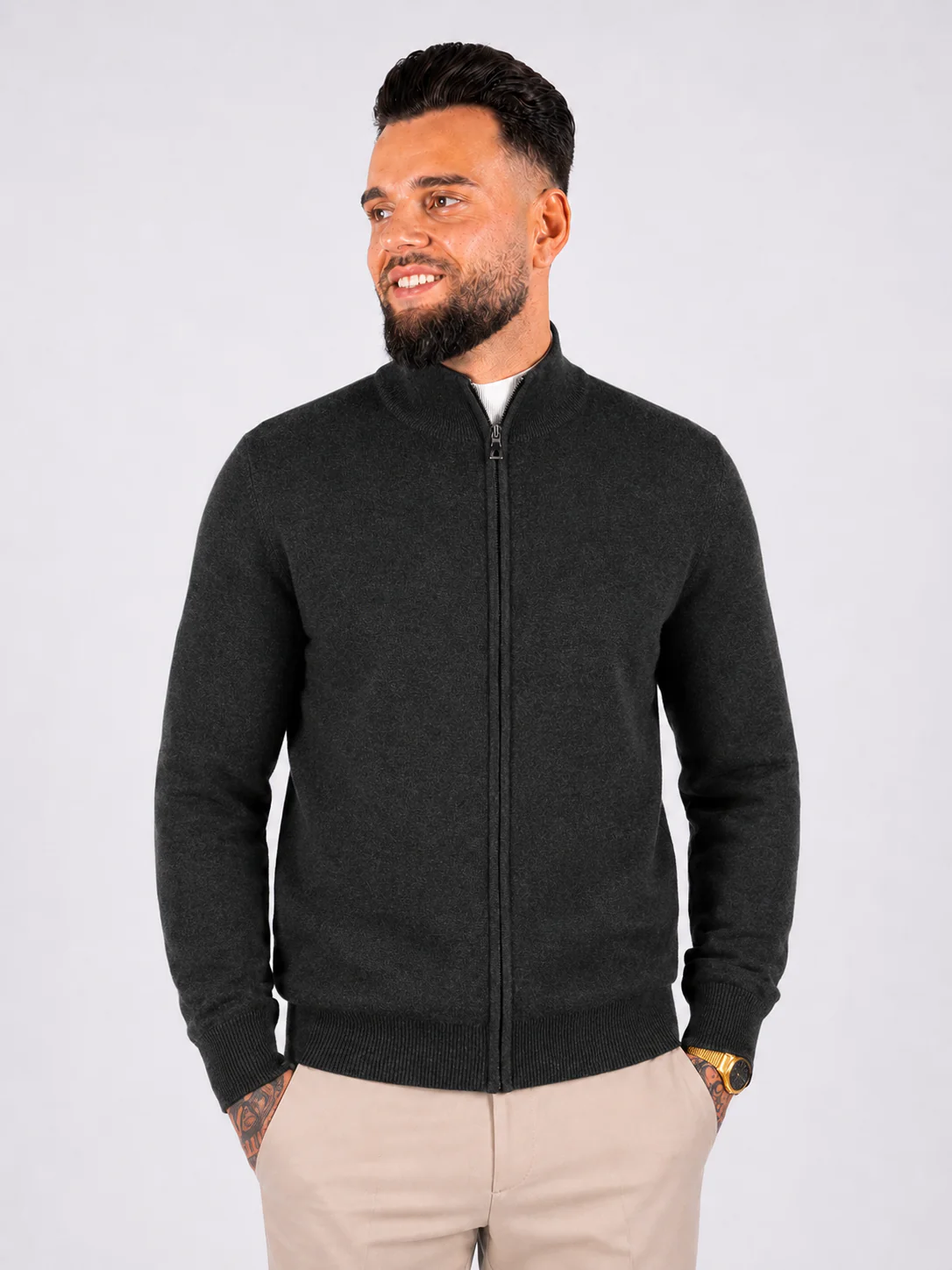 Vest zipper knitwear dark grey