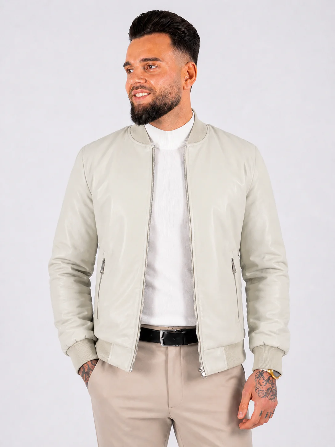 Leather jacket bomber off white