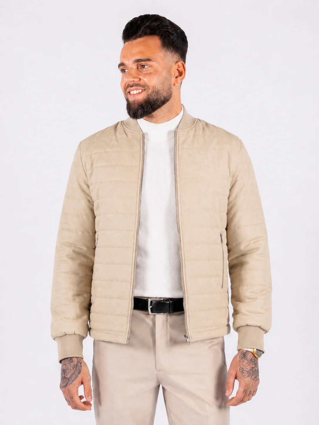 Bomber jacket suede beige