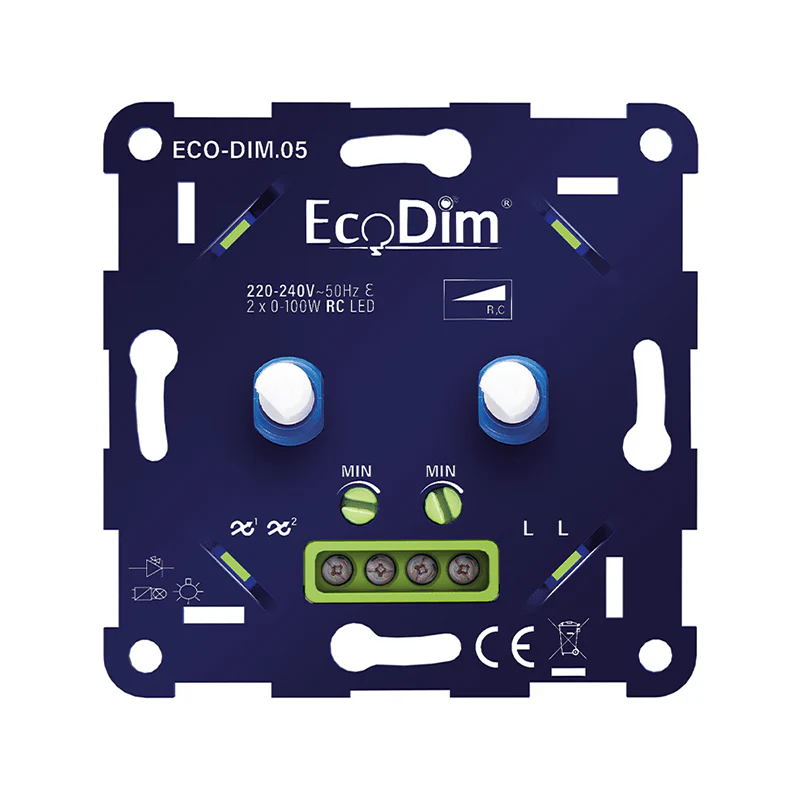 EcoDim Duo Dimmer ECO-DIM.05 Wissel/Hotelschakeling – 5-150W – Faseafsnijding