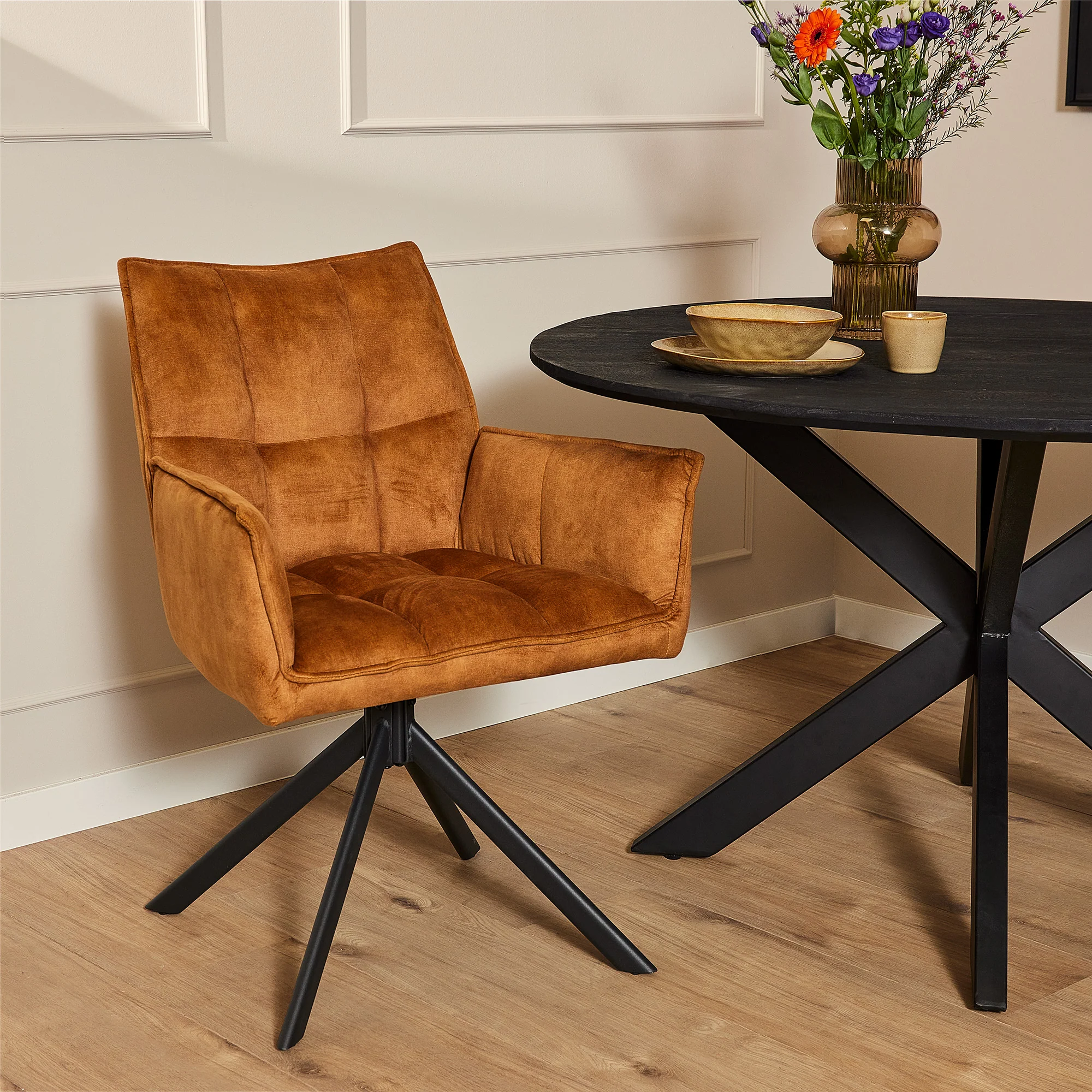 Eetkamerstoel Dani Velvet Stof | Set van 2 | Meerdere kleuren