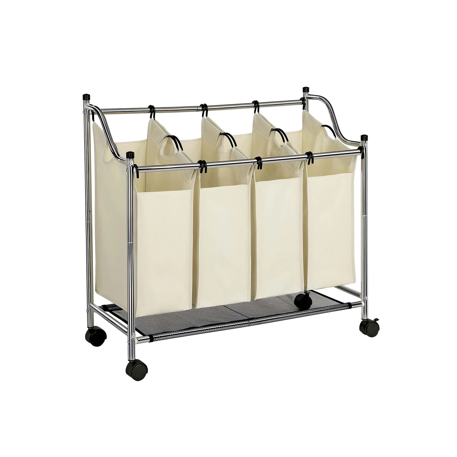 Wasmand op wielen – 4 afneembare zakken – Beige