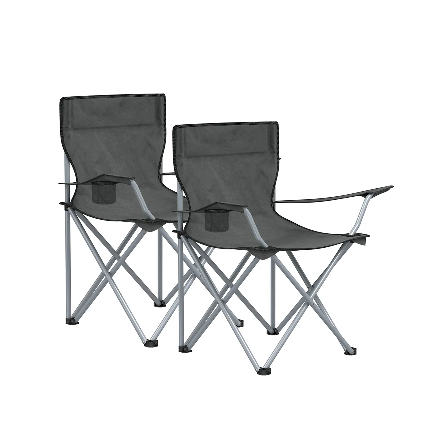 Draagbare Campingstoel Set van 2 met Armleuningen – Grijs