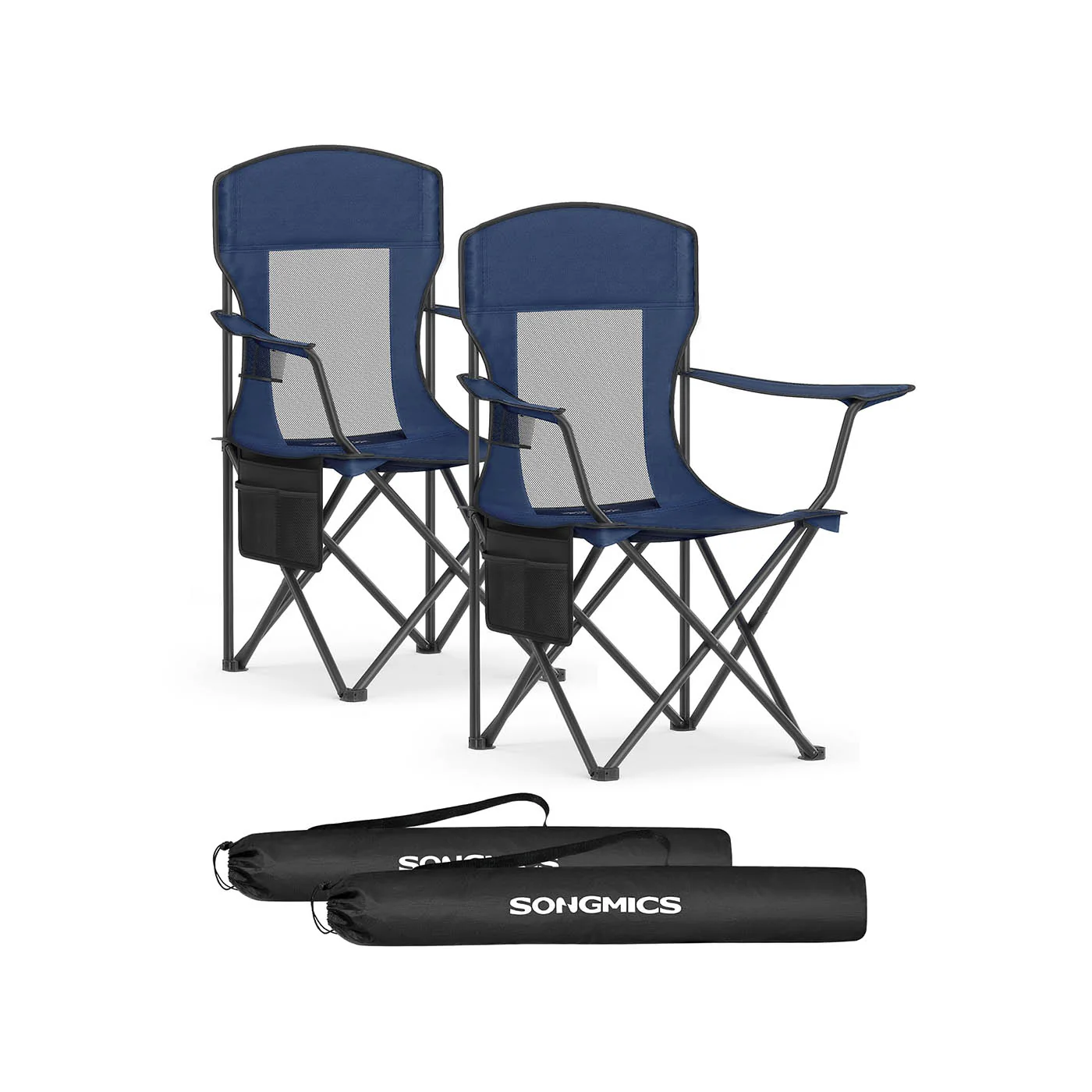 Campingstoelen set van 2 – Verstelbare armleuningen – Havenblauw