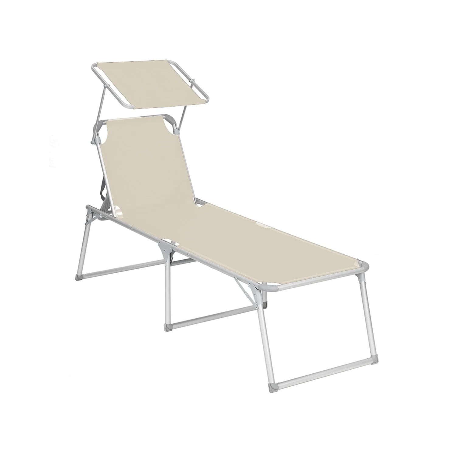 Ligstoel – groot met dak – aluminium – beige