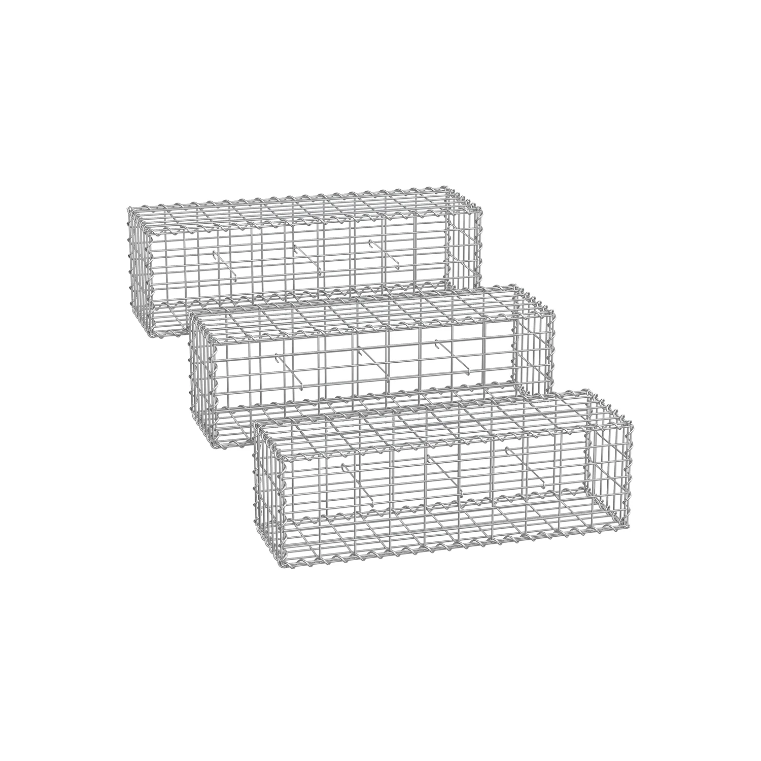 Draadmand set van 3 – gegalvaniseerd staal – zilver