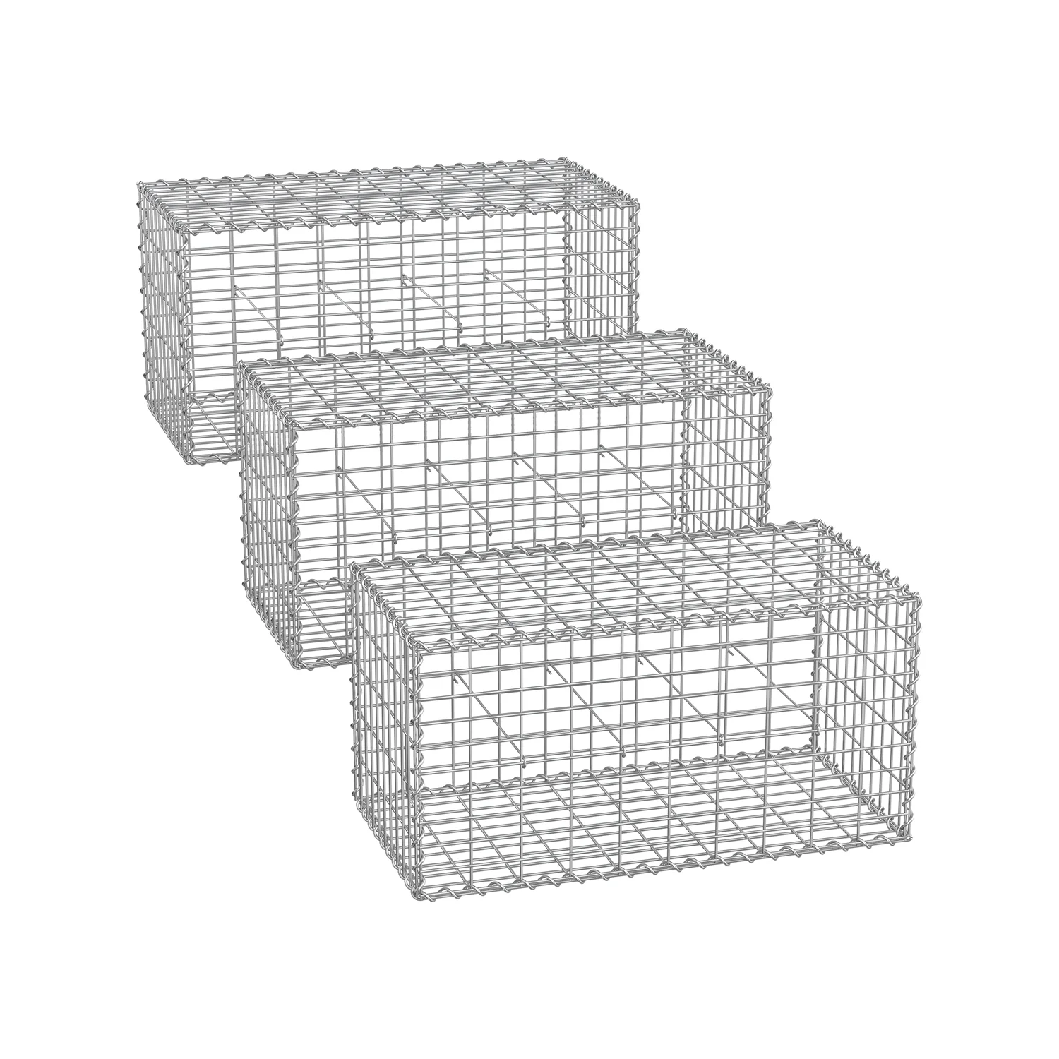Draadmand – maaswijdte 5 x 10 cm – set van 3 – zilver
