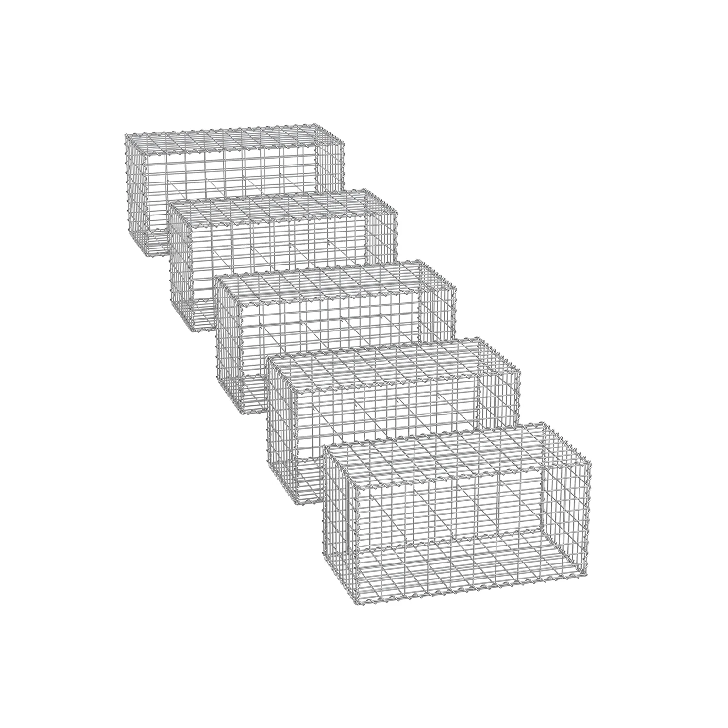 Draadmanden – set van 5 – gegalvaniseerd staal – zilver