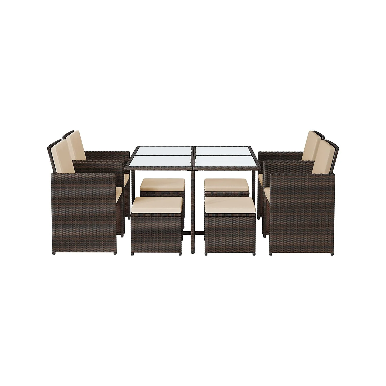 Tuinmeubelset – Ruimtebesparend – Set van 9 – Bruin-beige