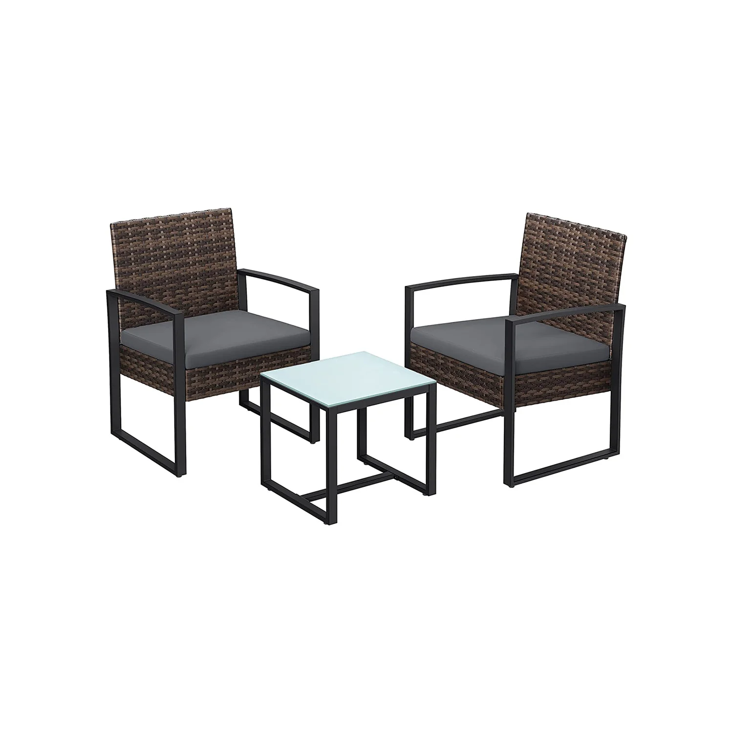 Tuinmeubelset – 3-delig – rotanlook – bruingrijs