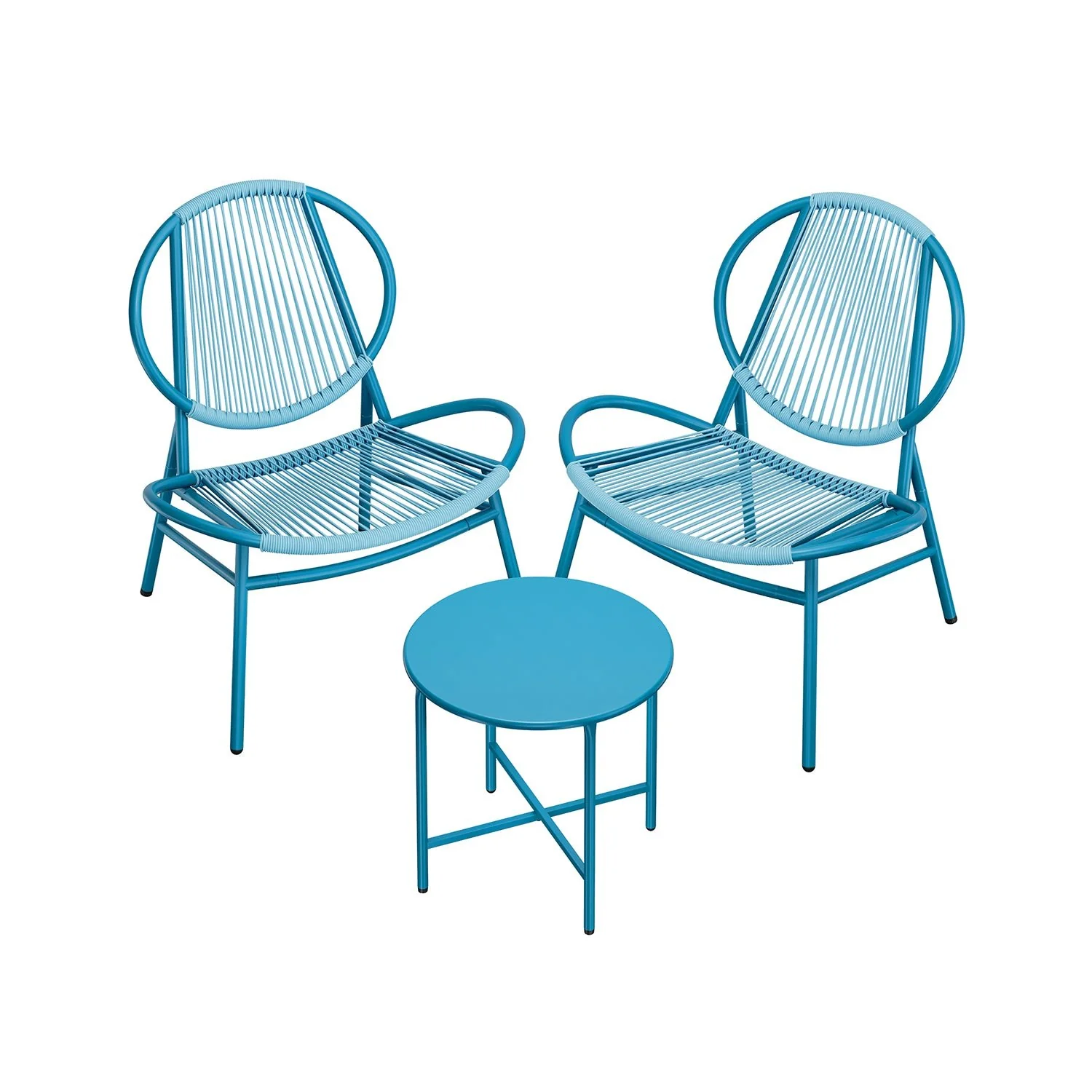 Balkonmeubelset – set van 3 – met tafel en 2 stoelen – zeeblauw