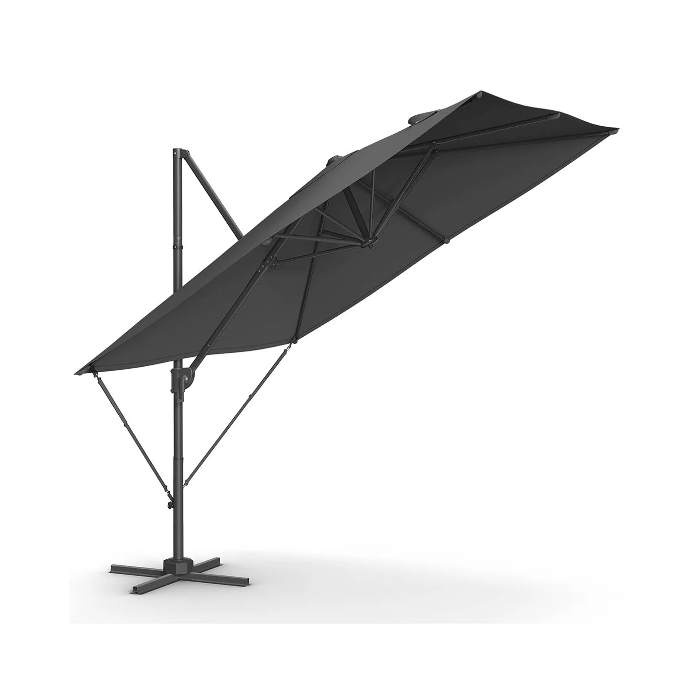 Parasol 270×270 cm – UPF 50+ – Met Zwengel en Kruisvoet – Grijs